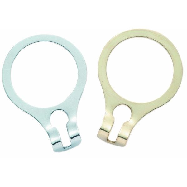 Anneau nickelé ø 3,8 cm fermé pour cintre avec crochet antivol - par 50 Anneau nickelé ø 3,8 cm fermé pour cintre avec crochet antivol - par 50