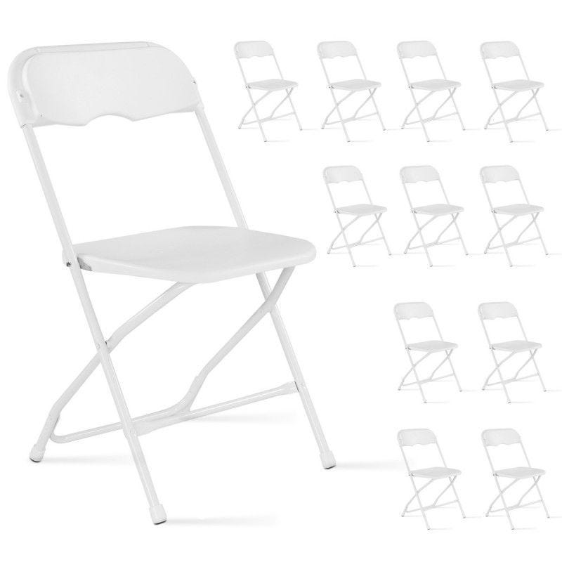 Chaise pliantes blanche acier PEHD 40x45x81 cm- Par 12
