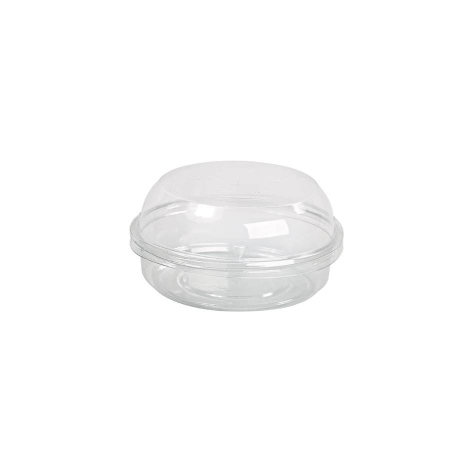 Pot Deli rond PET transparent avec couvercle dôme 10 cm 12,5 cl Par 50