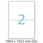 Planche A4 de 2 étiquettes A5 format 199,6 x 143,5 mm = 20 étiquettes - par 10