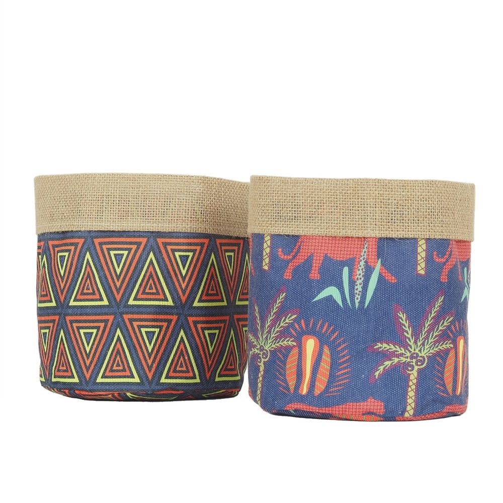 2 Cache-Pots Plante Panier Rangement en Jute, D.18cm - IRISU 2 Cache-Pots Plante Panier Rangement en Jute, D.18cm - IRISU