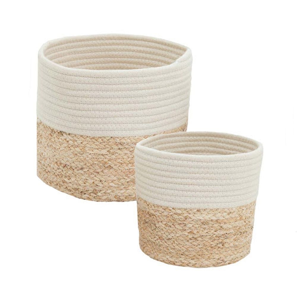 2 Cache-Pots Panier Fibre Naturelle, D.20/25cm - ASENSIA 2 Cache-Pots Panier Fibre Naturelle, D.20/25cm - ASENSIA