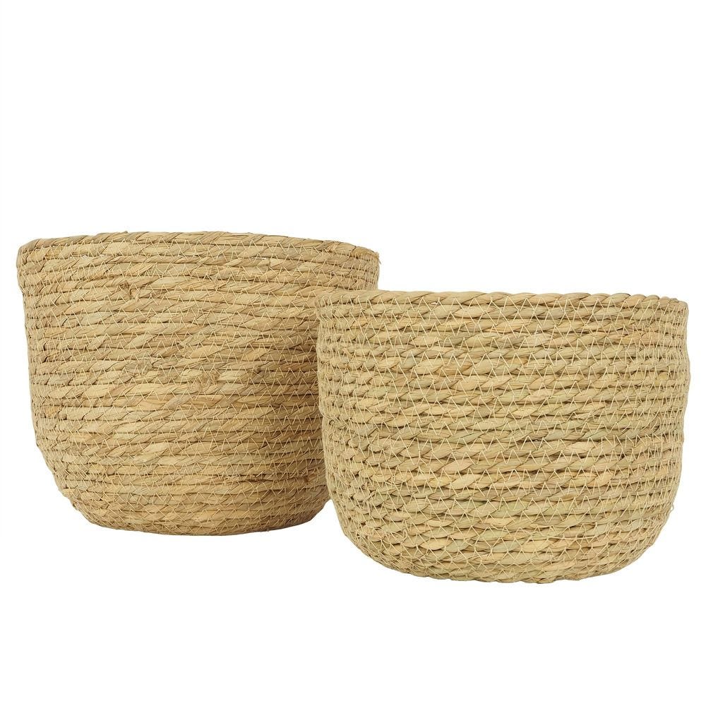 2 Cache-Pots Plante Panier Fibre Naturelle, D.25/30cm - AIKA 2 Cache-Pots Plante Panier Fibre Naturelle, D.25/30cm - AIKA