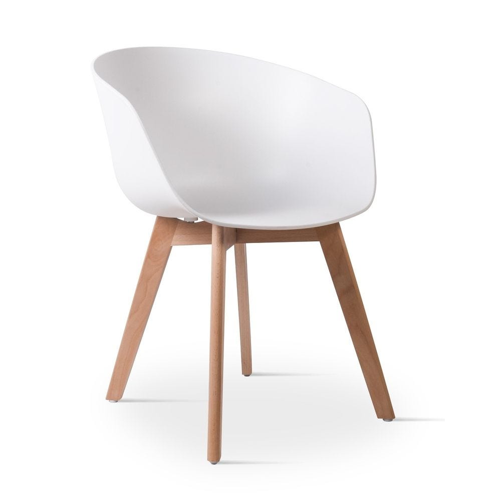Chaise scandinave pieds en bois -blanc -55 x 56 x 76 cm par 4