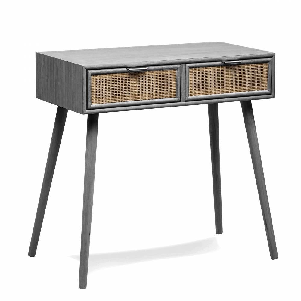 Console table scandinave en bois avec 2 tiroirs gris 80x42x79 cm