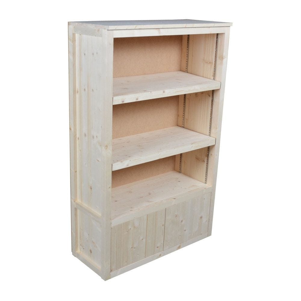 Armoire étagères basse portes basses bois clair 90 x 37 x 140 cm Armoire étagères basse portes basses bois clair 90 x 37 x 140 cm