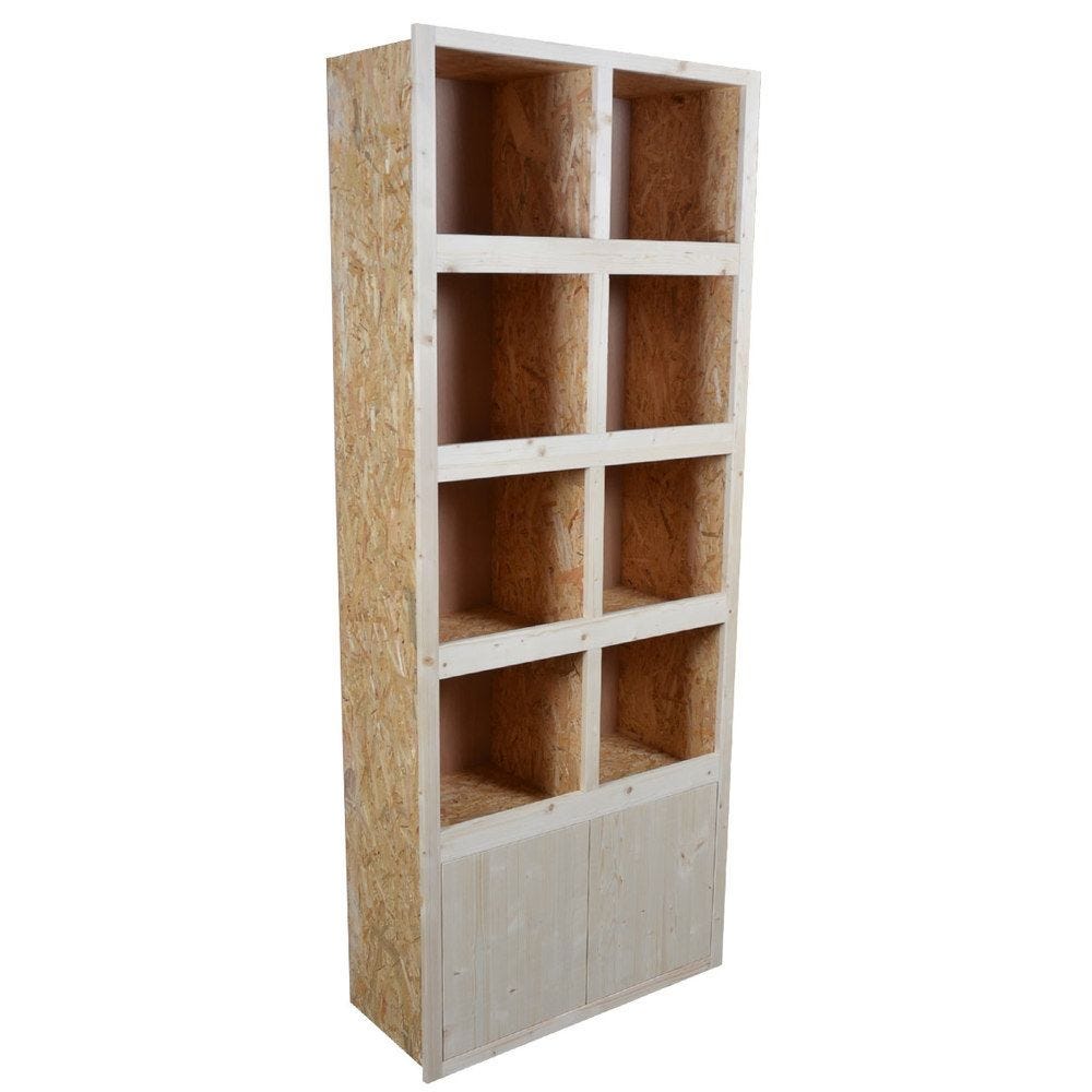 Armoire étagères à vin 8 casiers avec portes basses bois clair 83 x 37 x 202 cm Armoire étagères à vin 8 casiers avec portes basses bois clair 83 x 37 x 202 cm