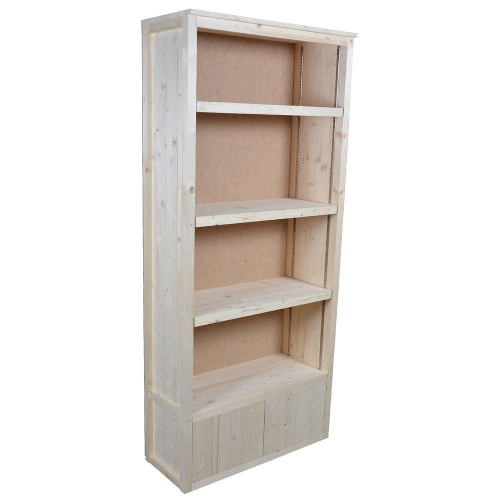 Armoire étagères haute portes basses bois clair 90 x 37 x 200 cm Armoire étagères haute portes basses bois clair 90 x 37 x 200 cm