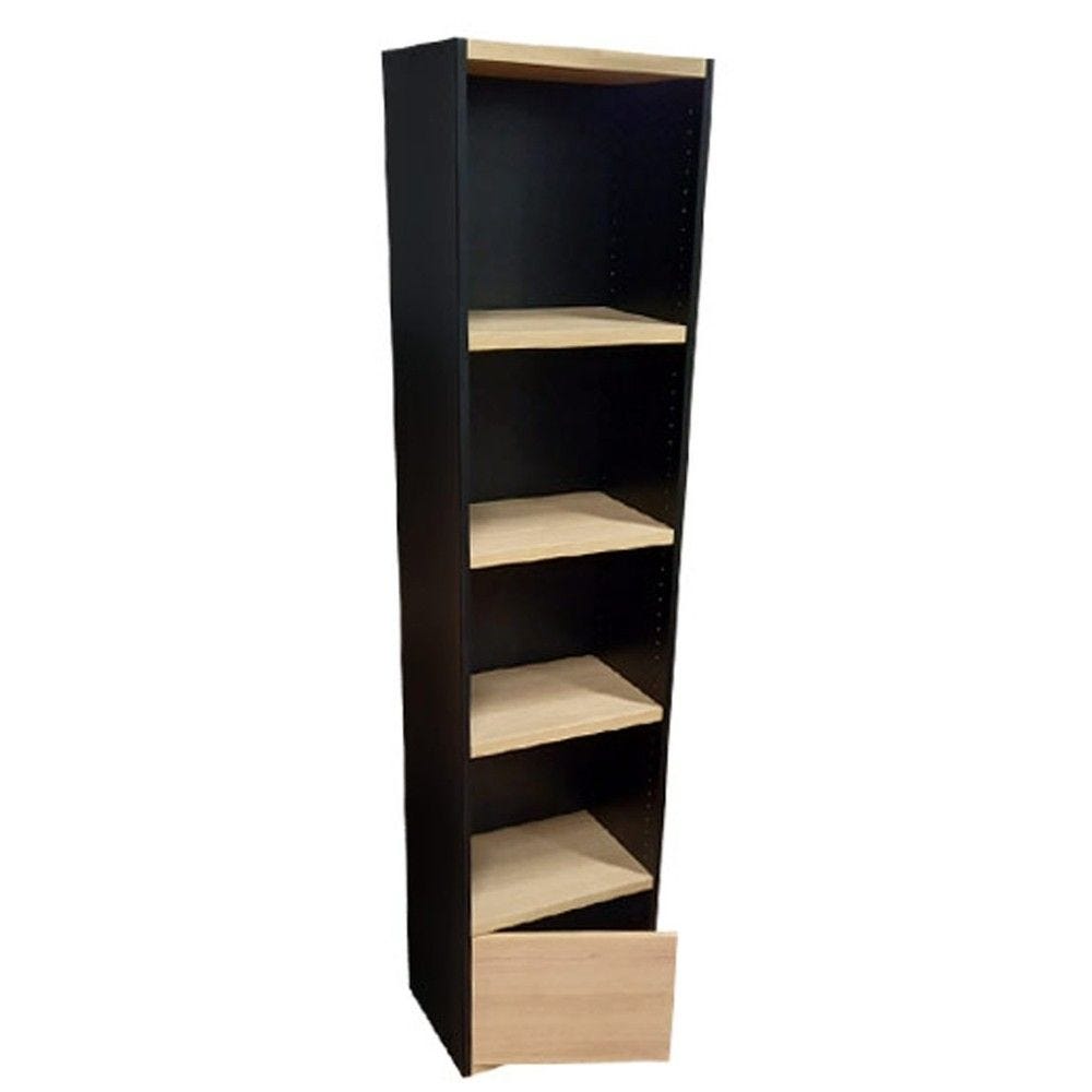 Armoire etroite haute étagères bois avec porte basse 2 tons 47x37x200cm Armoire etroite haute étagères bois avec porte basse 2 tons 47x37x200cm