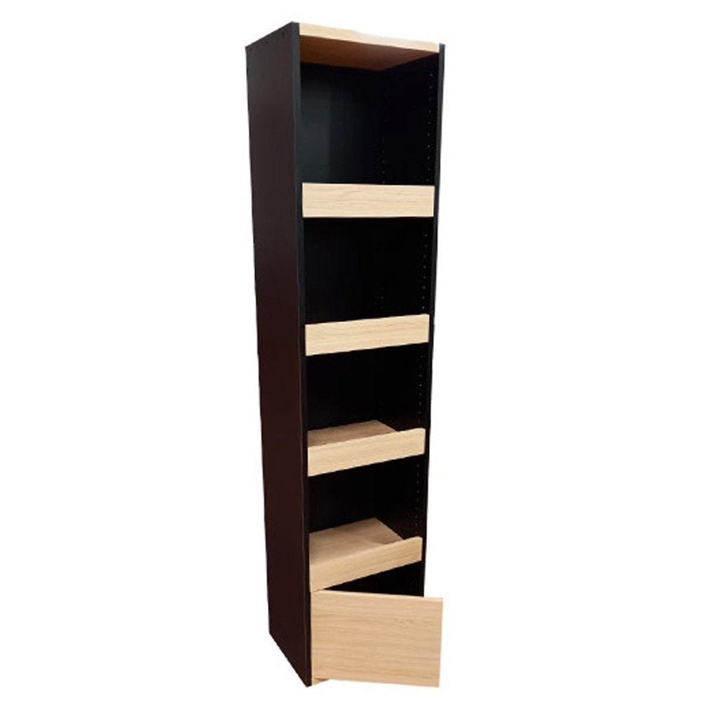 Armoire étagères bois présentoir 4 casiers avec porte basse 2 tons 47x37x200cm Armoire étagères bois présentoir 4 casiers avec porte basse 2 tons 47x37x200cm