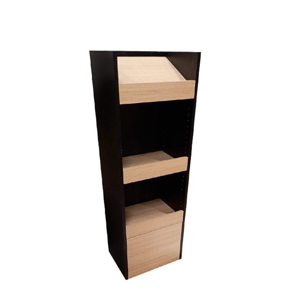 Armoire étagères bois, présentoir 2 casiers avec porte basse 2 tons 47x37x140cm Armoire étagères bois, présentoir 2 casiers avec porte basse 2 tons 47x37x140cm