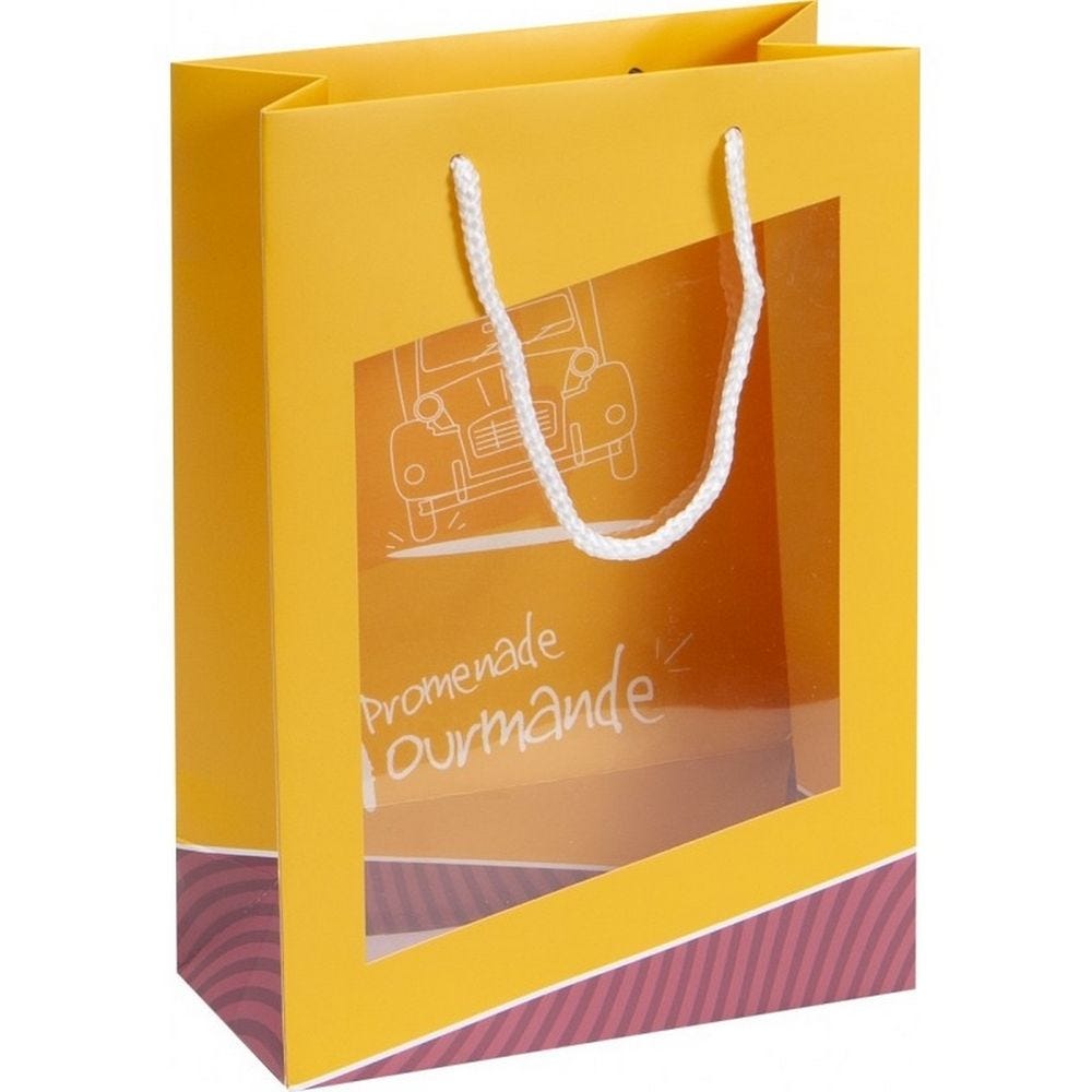 Sac carton gourmand jaune - 19x9x27 cm- par 240 Sac carton gourmand jaune - 19x9x27 cm- par 240