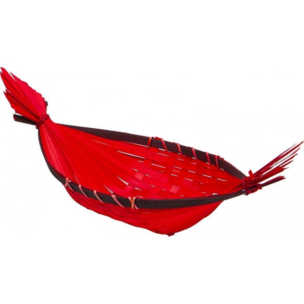 Corbeille gondole en bambou coloris rouge carmin - 37/50x16x7/10 cm - par 105