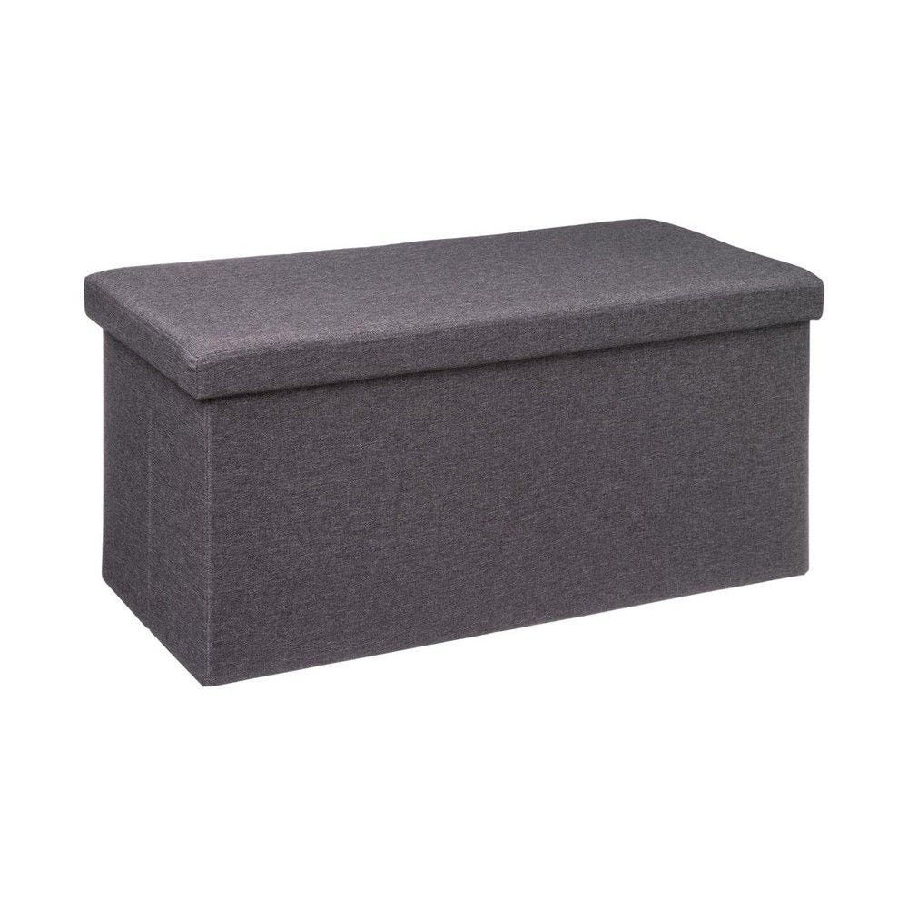 2 en 1 pouf pliant double et coffre de rangement gris foncé 76x37.5cm 2 en 1 pouf pliant double et coffre de rangement gris foncé 76x37.5cm