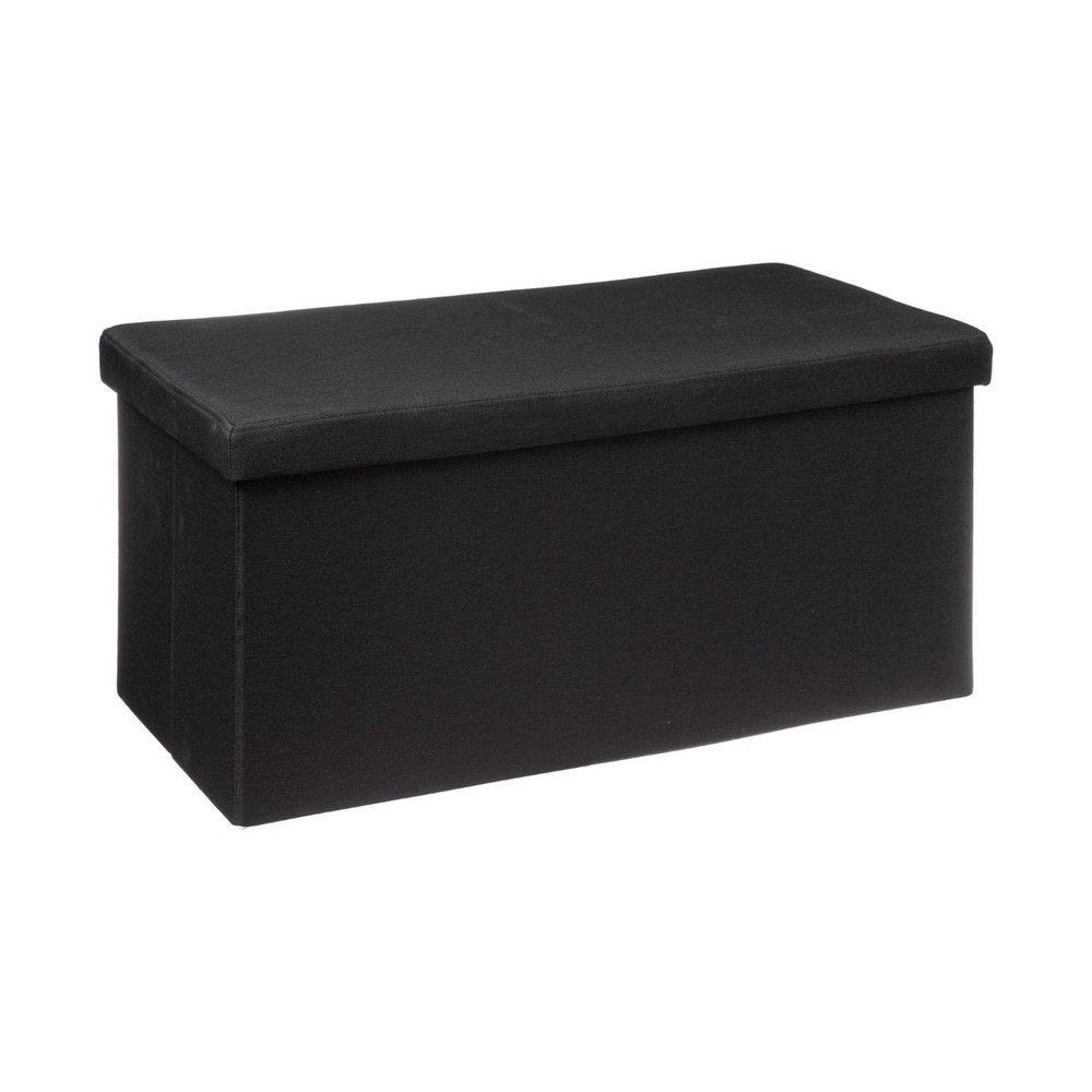 2 en 1 pouf pliant double et coffre de rangement noir 76x37.5cm 2 en 1 pouf pliant double et coffre de rangement noir 76x37.5cm