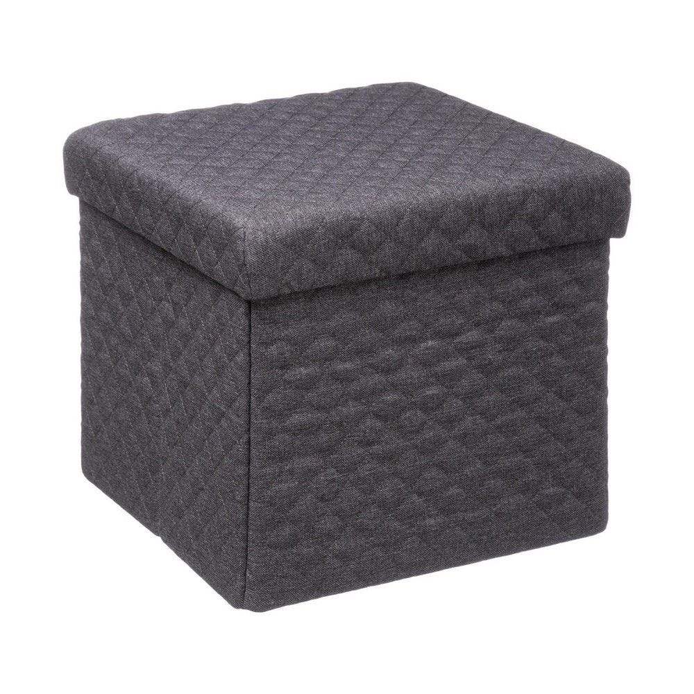 2 en 1 pouf et coffre de rangement gris foncé 31x31cm 2 en 1 pouf et coffre de rangement gris foncé 31x31cm
