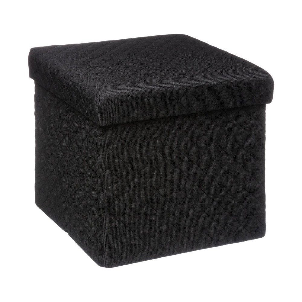 2 en 1 pouf et coffre de rangement noir 31x31cm 2 en 1 pouf et coffre de rangement noir 31x31cm