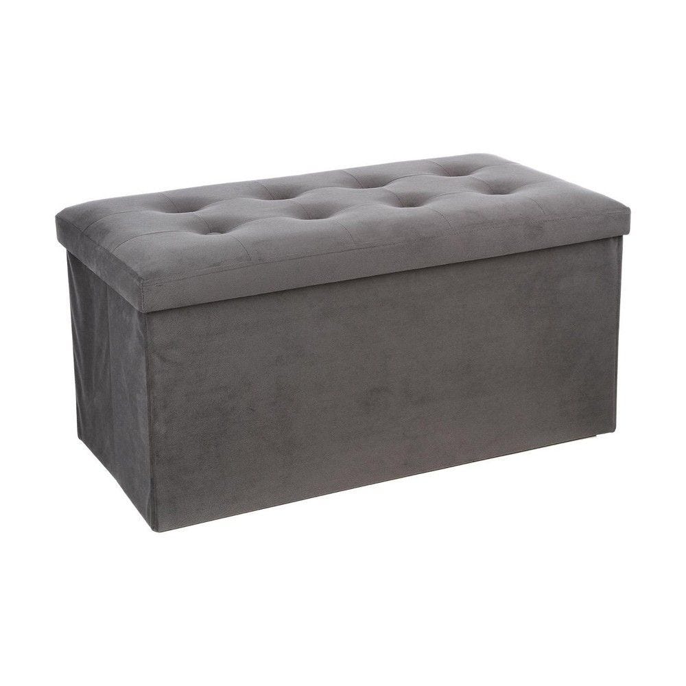 2 en 1 pouf pliant double et coffre de rangement velours gris foncé 76xh 38cm 2 en 1 pouf pliant double et coffre de rangement velours gris foncé 76xh 38cm