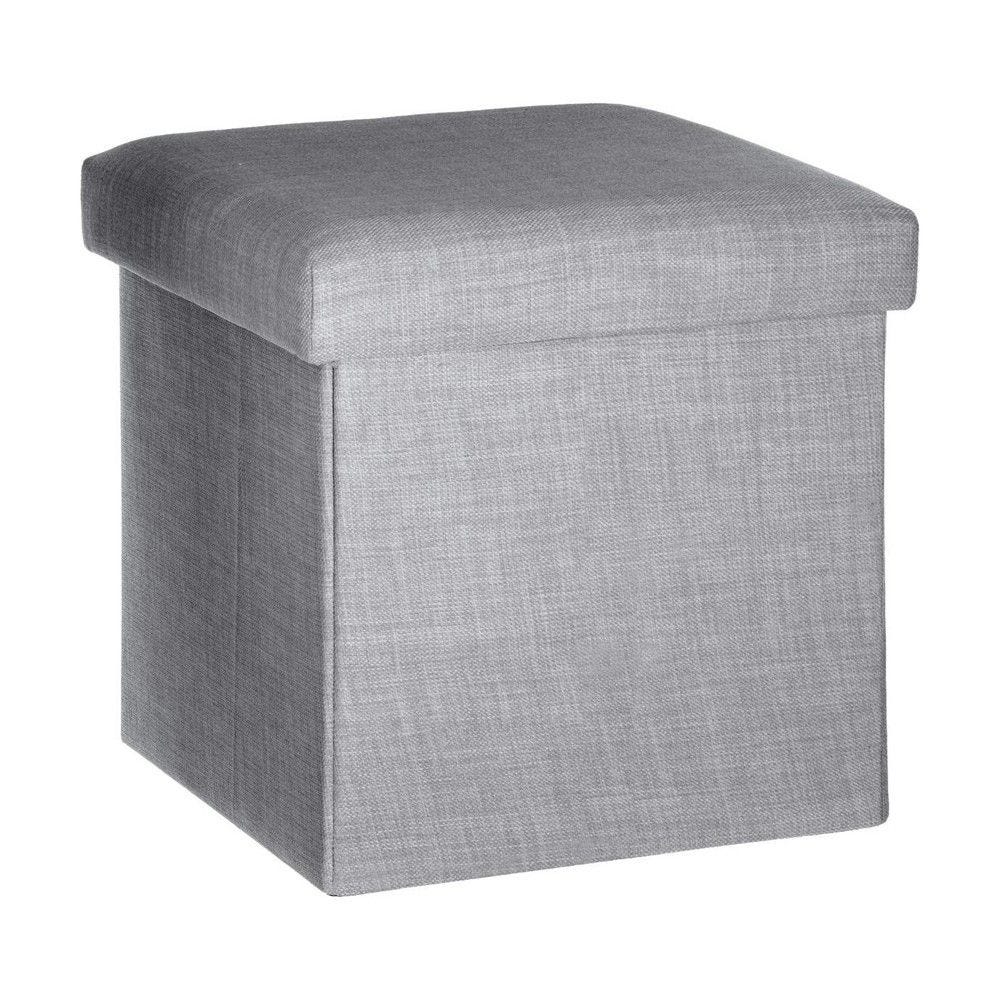 2 en 1 pouf pliant et coffre de rangement gris clair aspect lin 38x38cm 2 en 1 pouf pliant et coffre de rangement gris clair aspect lin 38x38cm
