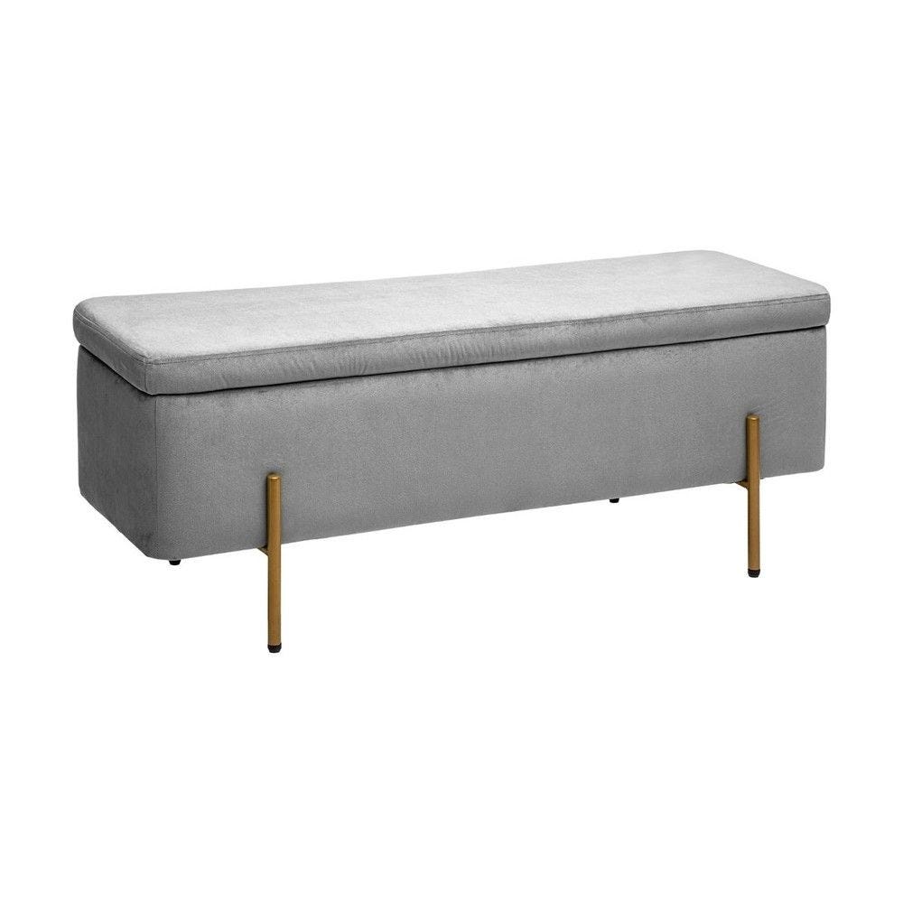 2 en 1 banquette et coffre en velours gris 2 en 1 banquette et coffre en velours gris
