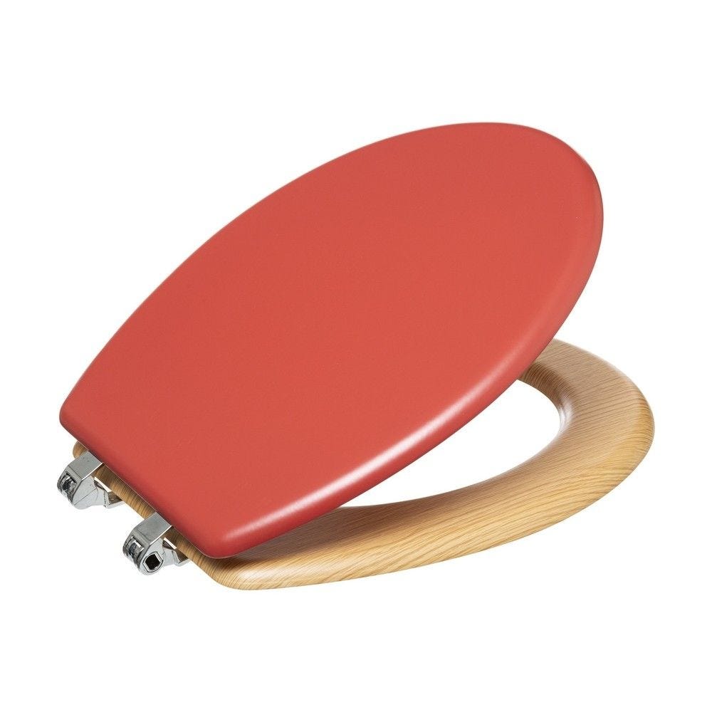 Abattant WC en bois rose nacarat et naturel Abattant WC en bois rose nacarat et naturel