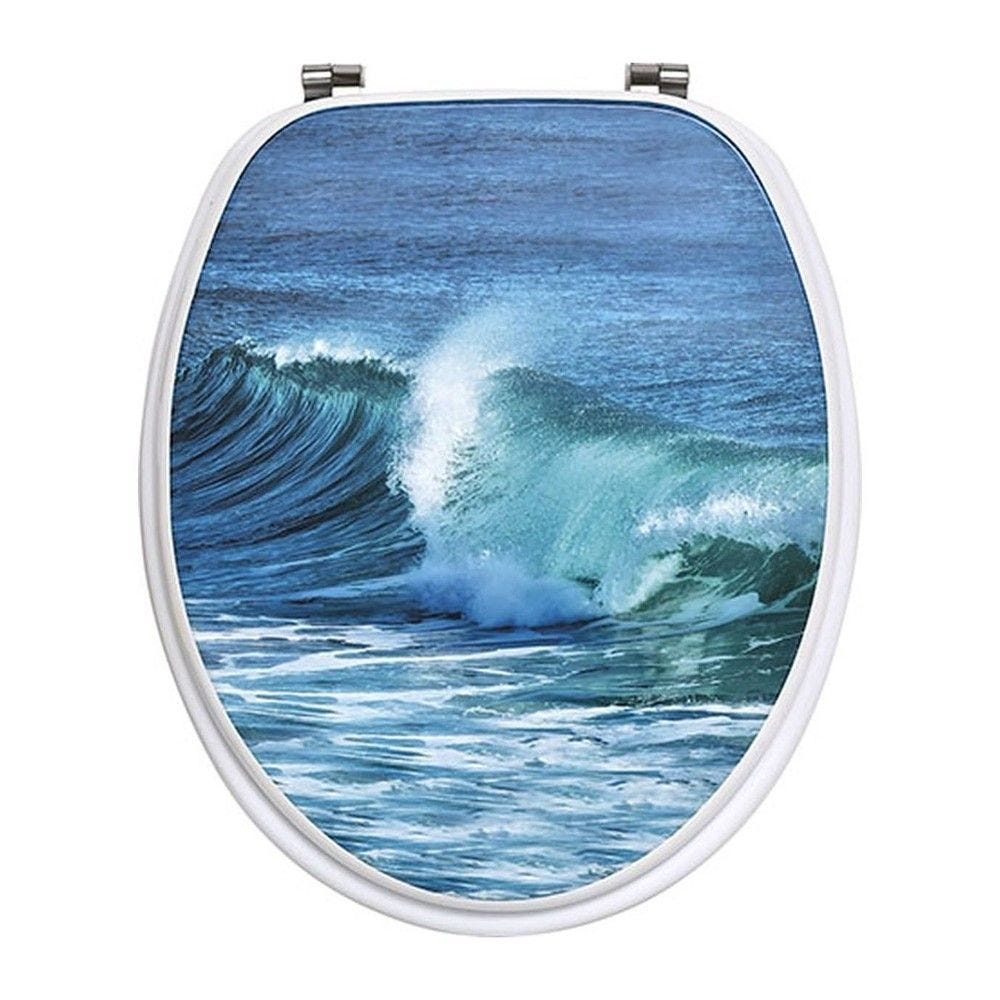 Abattant WC en bois déco ocean avec kit fixation en acier inoxydable Abattant WC en bois déco ocean avec kit fixation en acier inoxydable