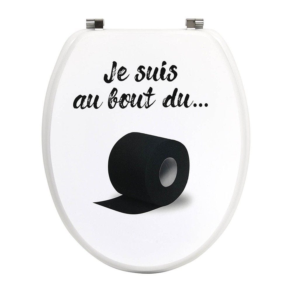 Abattant WC en bois déco au bout du rouleau avec kit fixation acier inoxydable Abattant WC en bois déco au bout du rouleau avec kit fixation acier inoxydable