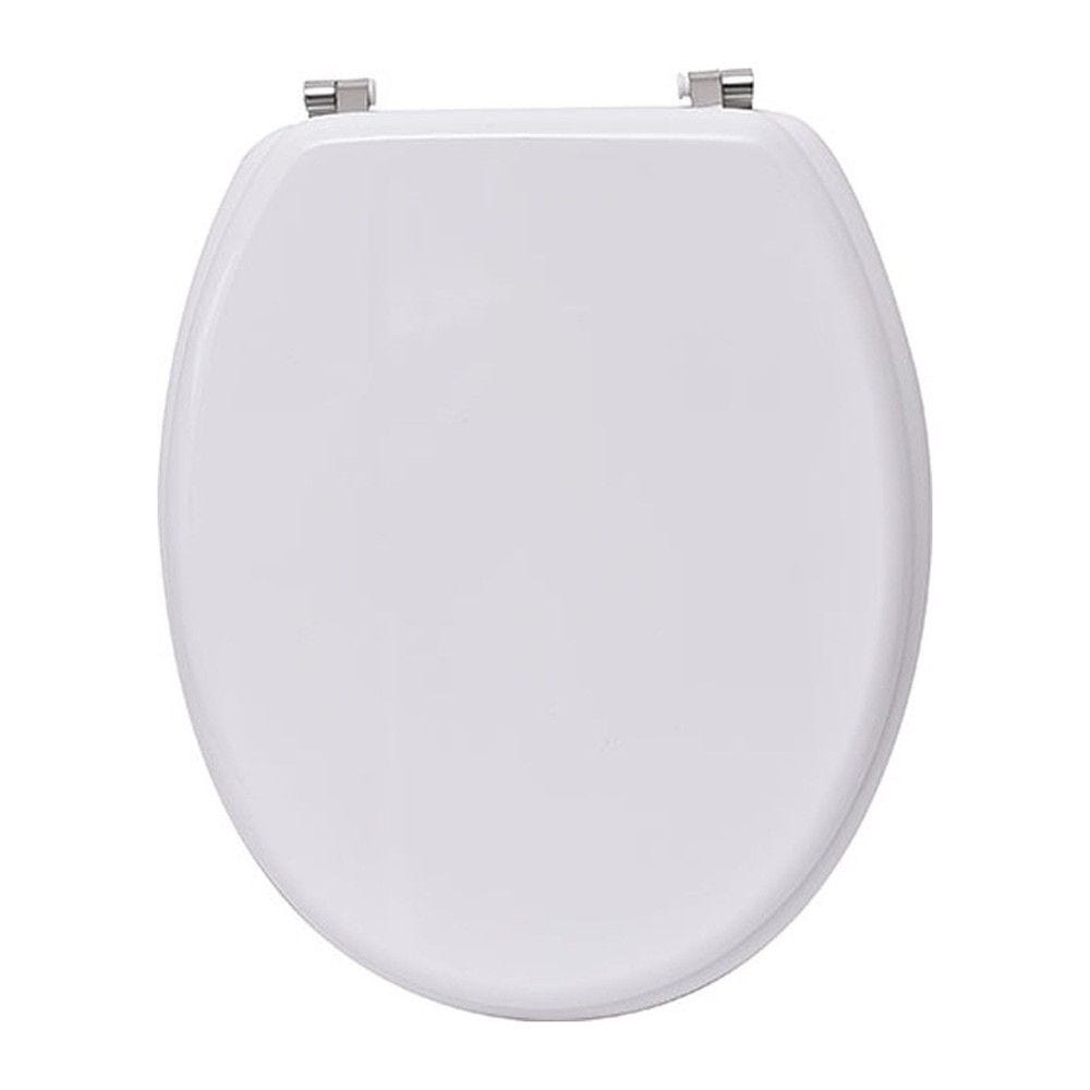 Abattant WC en bois blanc mat avec kit fixation en acier inoxydable Abattant WC en bois blanc mat avec kit fixation en acier inoxydable