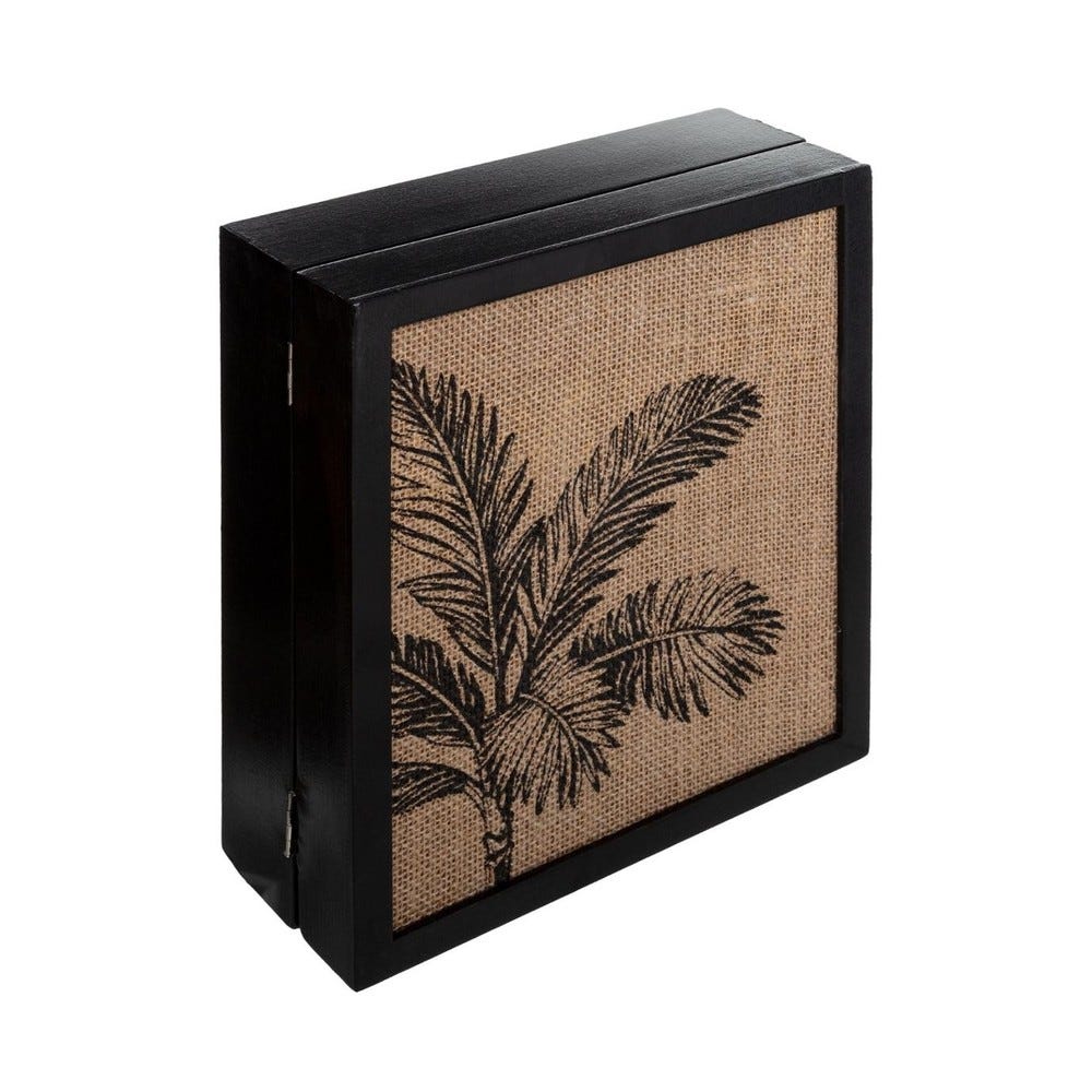 Armoire à bijoux en bois noir décor cuba avec crochets Armoire à bijoux en bois noir décor cuba avec crochets