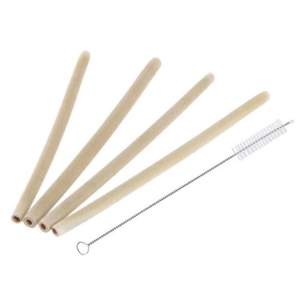 4 pailles en bambou avec goupillon 4 pailles en bambou avec goupillon