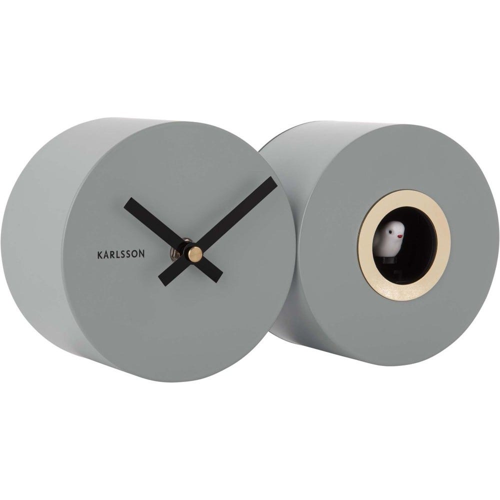 Réveil en métal mat duo cuckoo gris Réveil en métal mat duo cuckoo gris