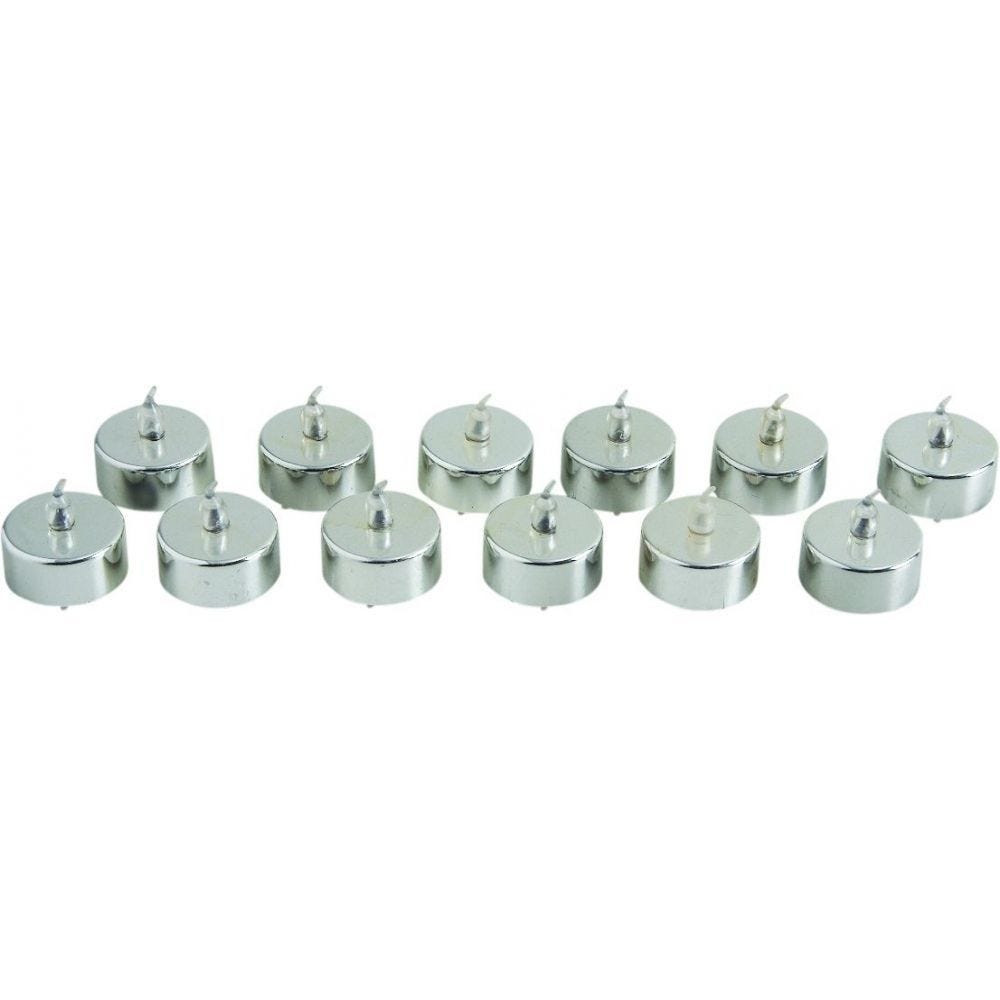 12 bougies argent LED LEDs jaunes 12 bougies argent LED LEDs jaunes