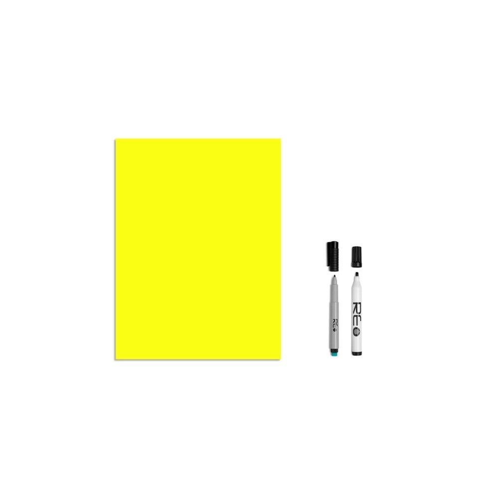 5 ardoises réutilisables jaune fl. 30x40cm 1 marqueur noir pointe biseau 5mm 5 ardoises réutilisables jaune fl. 30x40cm 1 marqueur noir pointe biseau 5mm