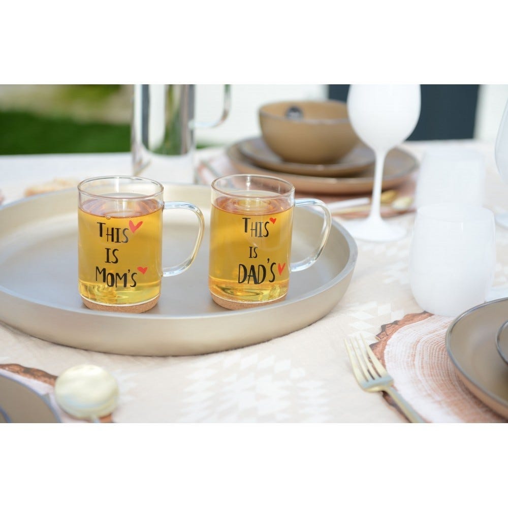 'mug en verre fond liege inscription ''this is dad's''' 'mug en verre fond liege inscription ''this is dad's'''