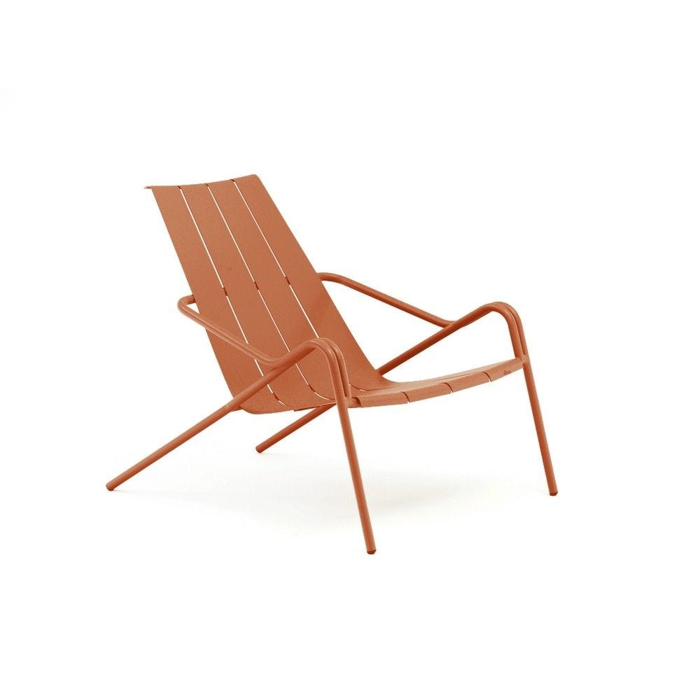 2 fauteuils lounge empilables fleole en aluminium couleur terracotta 2 fauteuils lounge empilables fleole en aluminium couleur terracotta