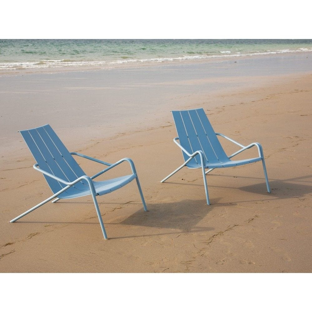 2 fauteuils lounge empilables fleole en aluminium couleur bleu pigeon 2 fauteuils lounge empilables fleole en aluminium couleur bleu pigeon